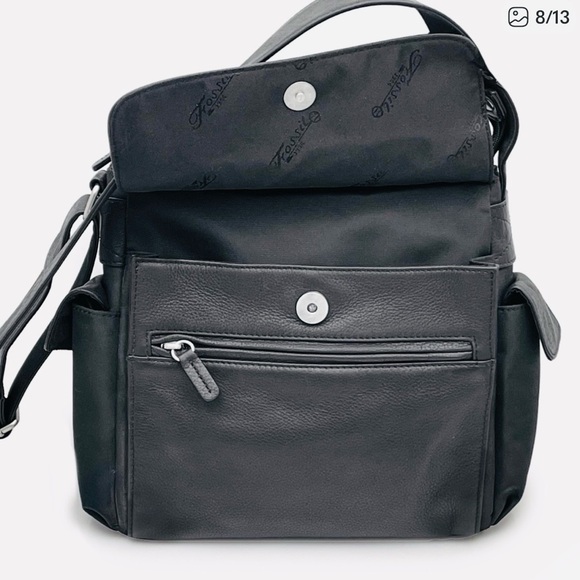 Fossil Black Leather and Nylon Messenger Bag - Picture 7 of 13